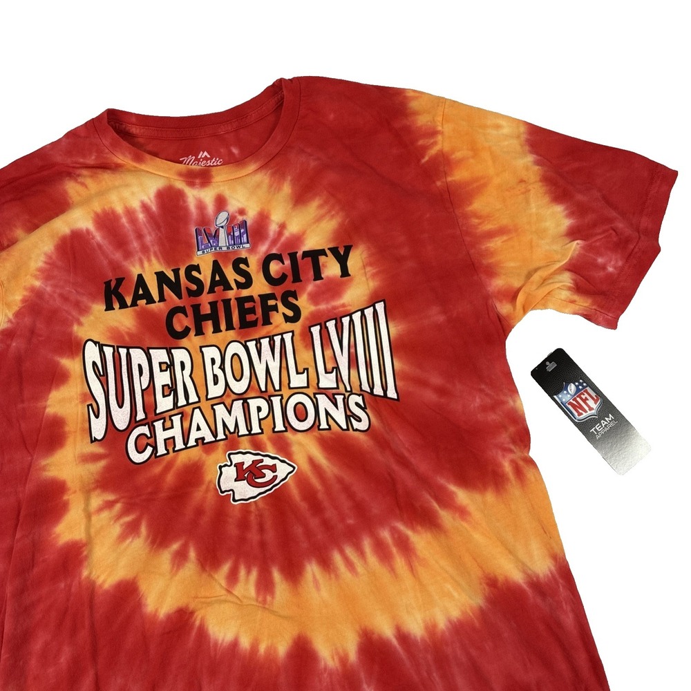 Kansas City Chiefs Super Bowl LVIII Champs Men's Large Tie-dye Majestic Threads
